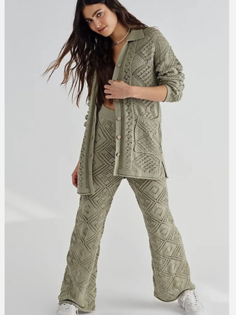 Free People Beach Olive Green Get Away Fauxchet Set Size S